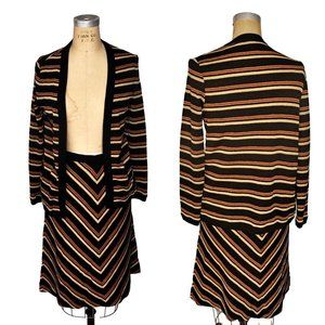 Vintage 60s Striped Metallic Cardigan Skirt